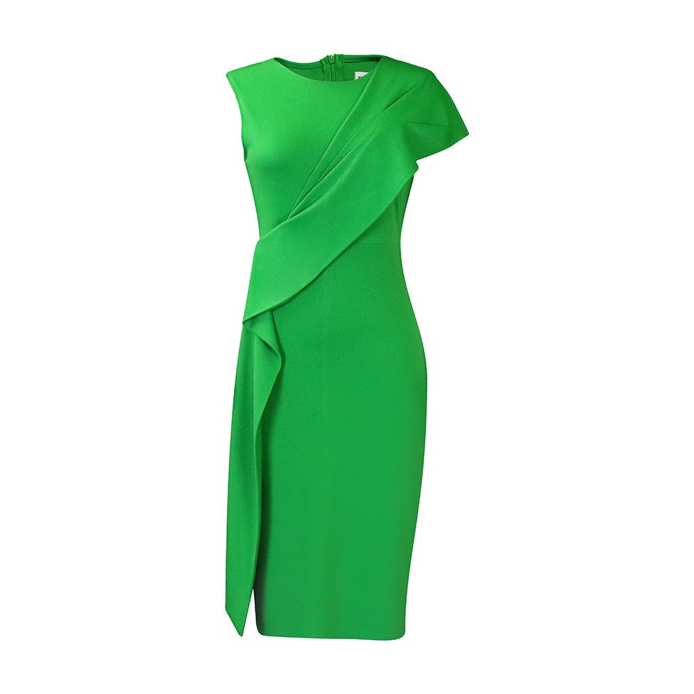 Damen Wickelkleid Asymmetrisch Drapierungsdesign Eveloria
