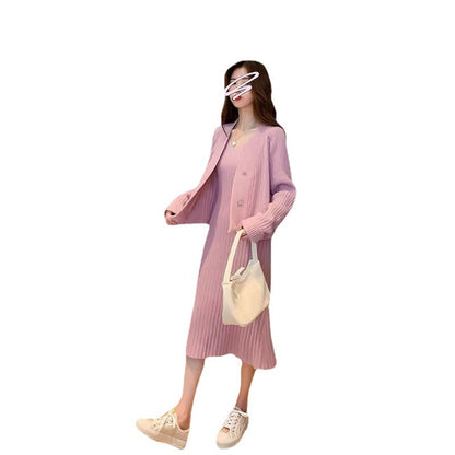 Damen Strickensemble V-Ausschnitt Cardigan