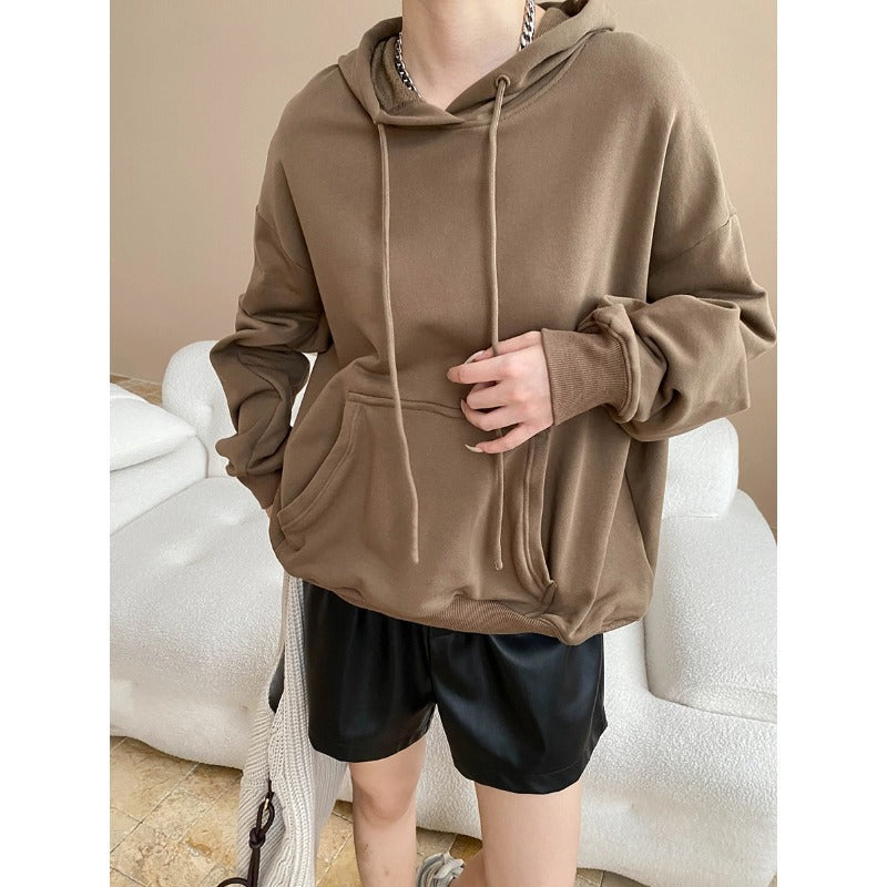 Damen Kapuzenpullover Lässiger Schnitt Baumwolle Beige