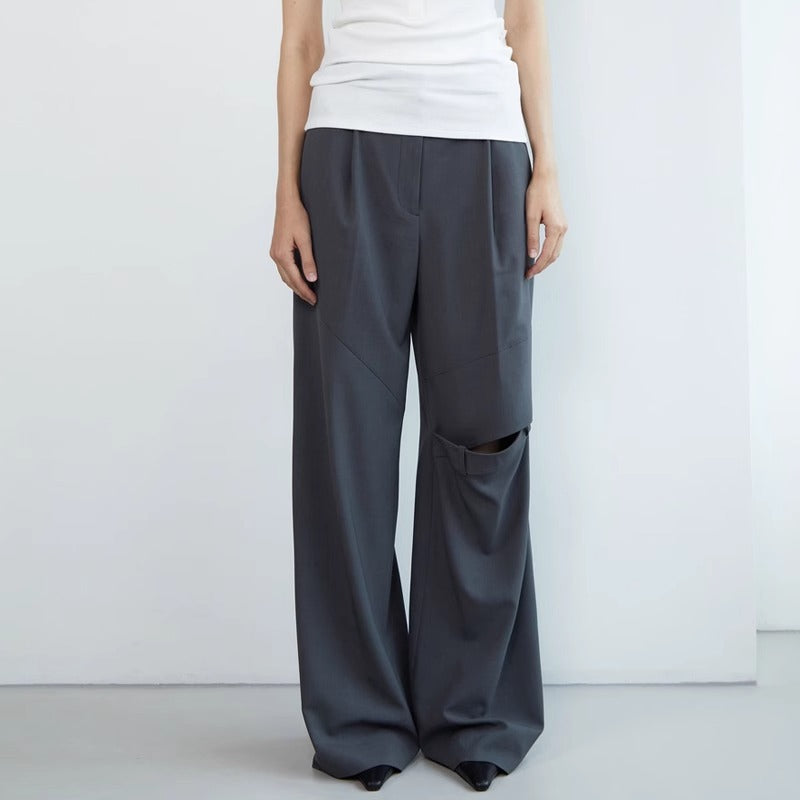 Damen Weite Anzughose aus Stretch-Material mit Elastikbund