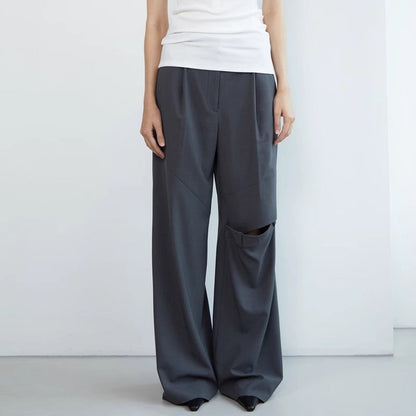 Damen Weite Anzughose aus Stretch-Material mit Elastikbund