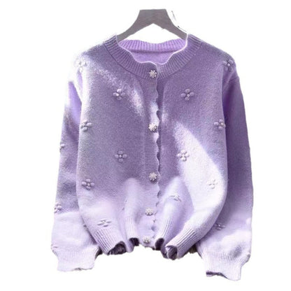 Damen Strickjacke Blumenapplikationen Kuscheljacke Eveloria