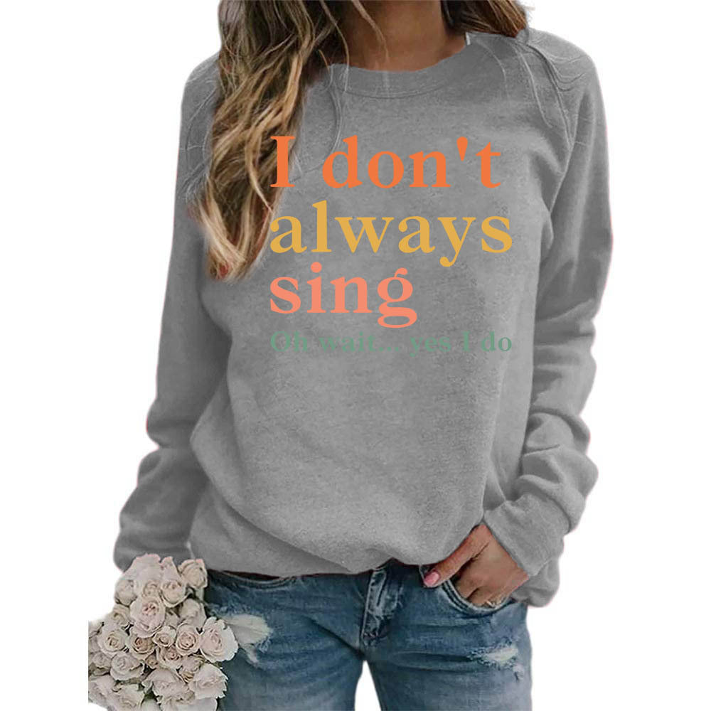 Damen Sweatshirt Bequem Mit Spruch Grau