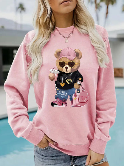 Damen Sweatshirt Cartoon Bär Motiv Eveloria