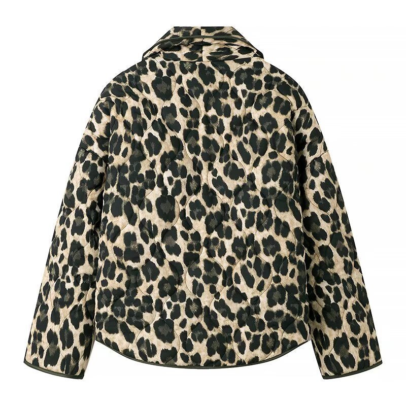 Damen Leopardenmuster Steppjacke Eveloria