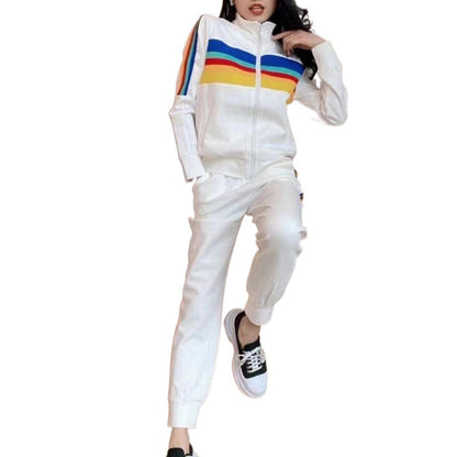 Damen Sportliches Freizeit-Set Hochkragen Bunt