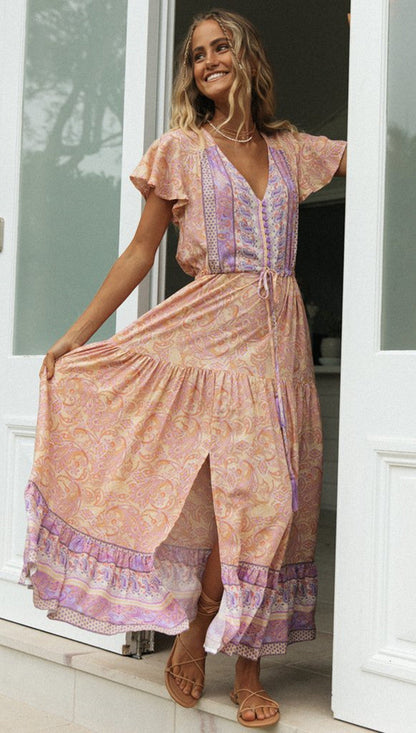 Damen Sommerkleid Luftig Elastisch Mit Volantärmeln