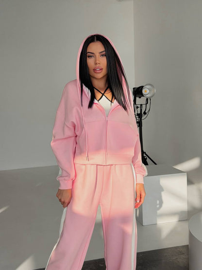 Damen Sportset Hoodie Jogginghose Bequem Grau Eveloria