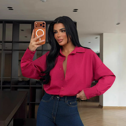Damen Bluse mit Knopfleiste Elegant Geschnitten Weißen Bluse Eveloria - Eveloria