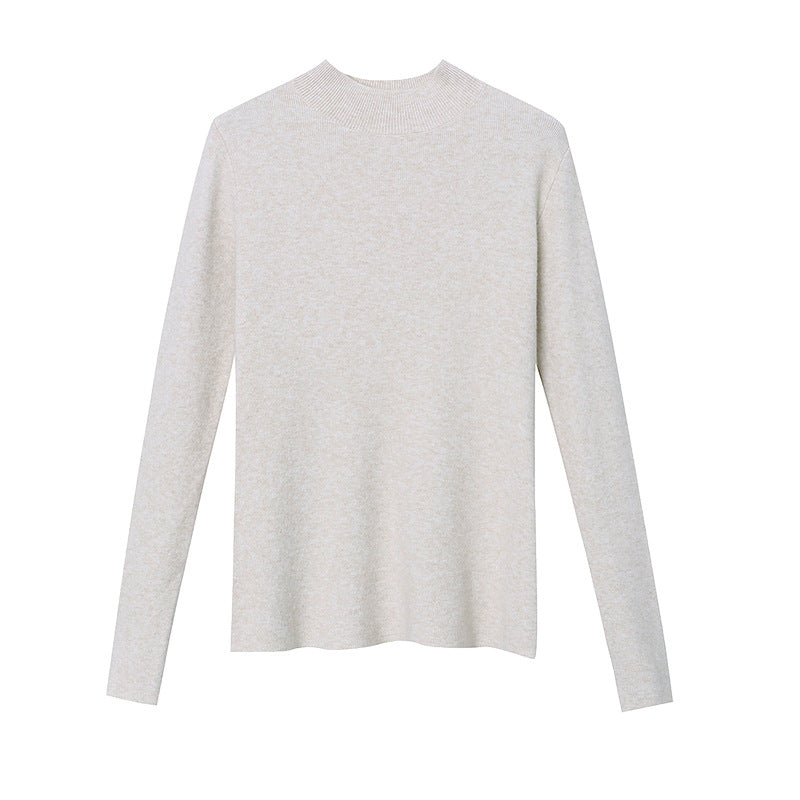 Damen Feinstrickpullover Hochkragen Elegant Grau Eveloria