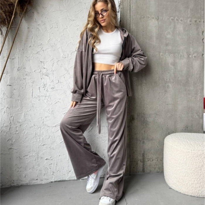 Damen Lounge-Set mit lockerer Jacke und weiten Hosen Eveloria - Eveloria