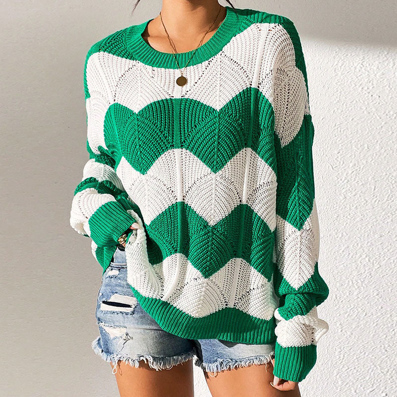 Damen Strickpullover Gewellt Weit Schnitt Eveloria
