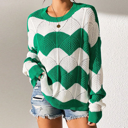 Damen Strickpullover Gewellt Weit Schnitt Eveloria