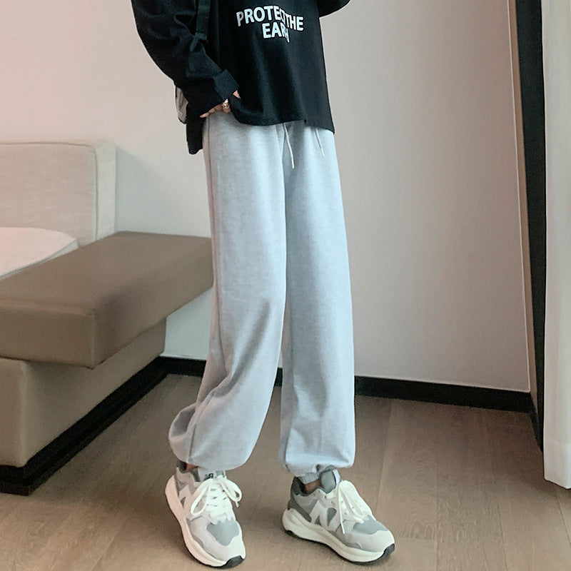 Damen Sweatpants Elastische Bündchen Bequem Grau Eveloria