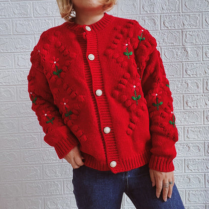 Damen Strickjacke Floralmuster Eveloria
