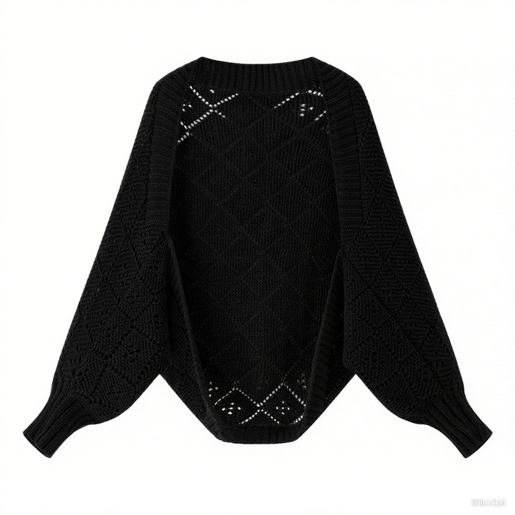 Damen Strickpullover Rautenmuster Bequem Eveloria