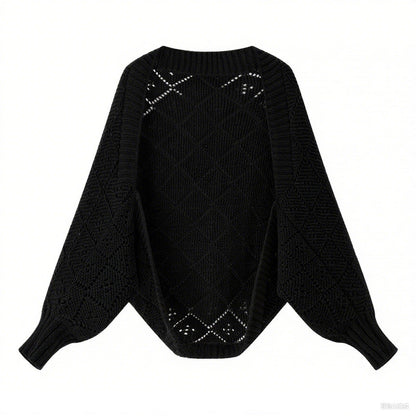 Damen Strickpullover Rautenmuster Bequem Eveloria