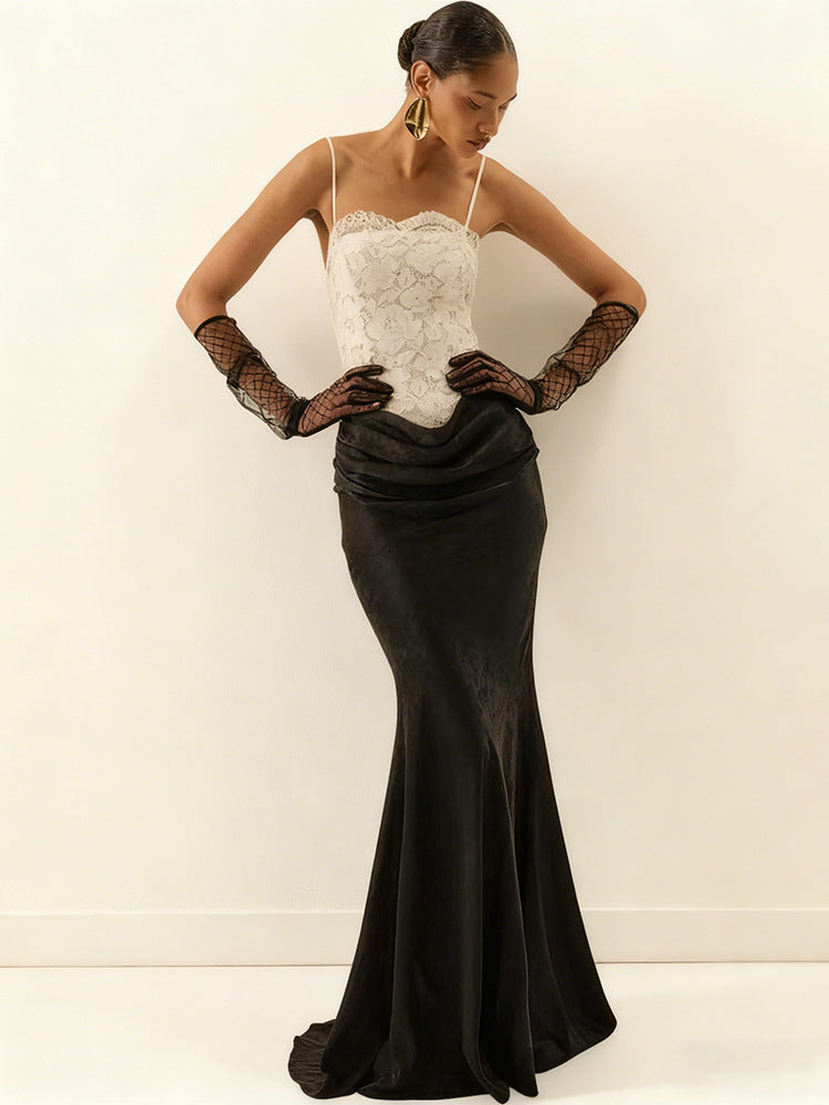 Damen Abendkleid Korsett-Design mit Schößchen Langer Saum