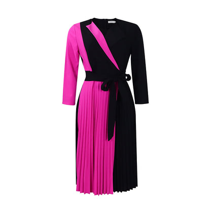 Damen Wickelkleid Plissiert Tailliert Eveloria