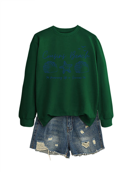 Damen Sweatshirt Maritimes Motiv Bequamer Schnitt Grau Eveloria