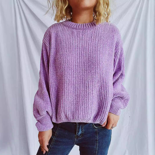 Damen Grobstrickpullover Weite Ärmel Strukturiert Beige - Eveloria