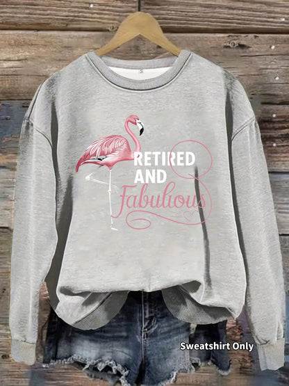 Damen Sweatshirt Flamingo-Motiv Baumwolle