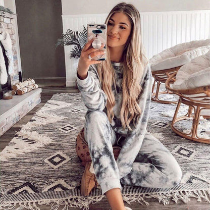 Damen Sweatshirt-Set Batikdesign Dehnbar Eveloria