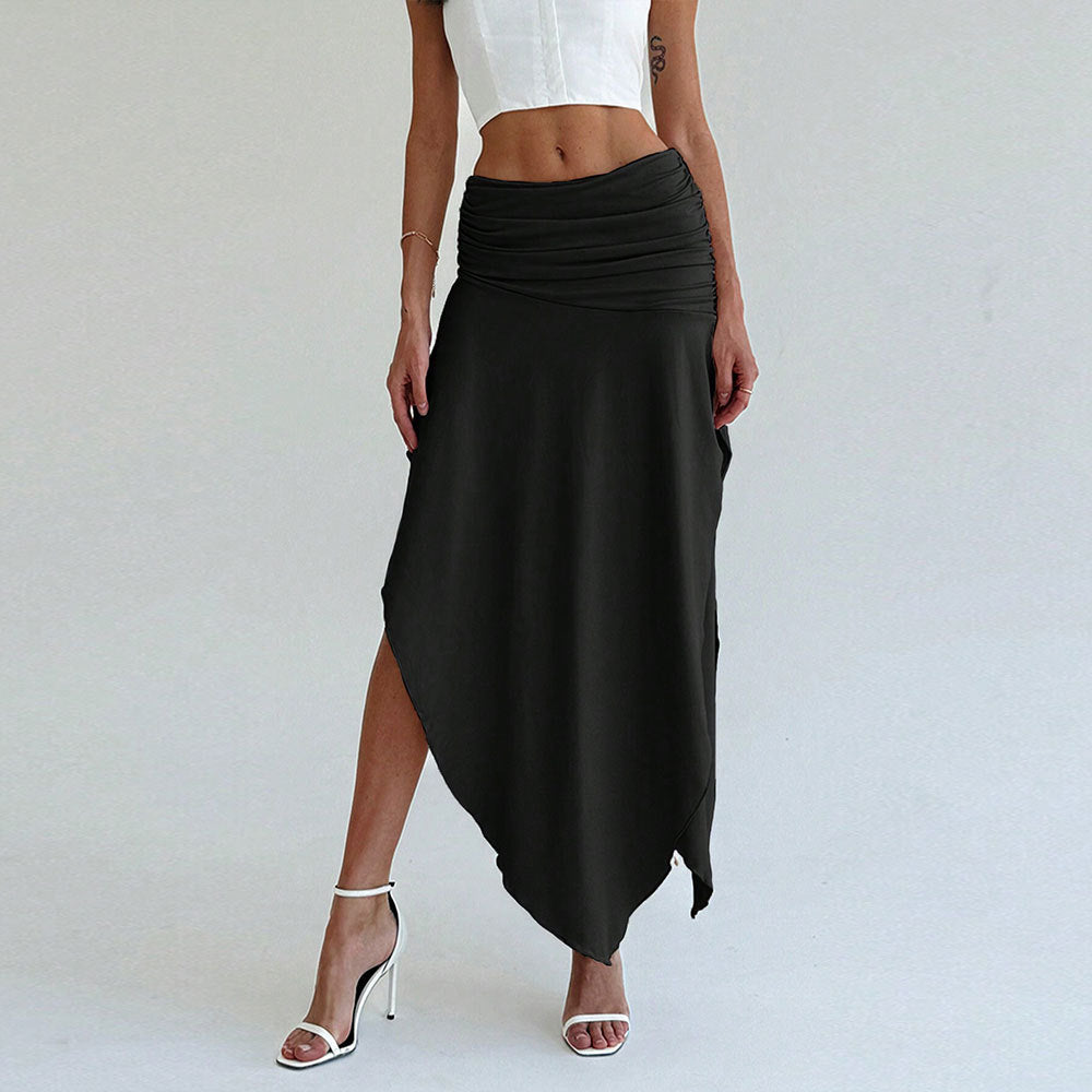 Damen Asymmetrischer Maxirock Elegante Raffung