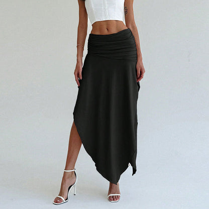 Damen Asymmetrischer Maxirock Elegante Raffung
