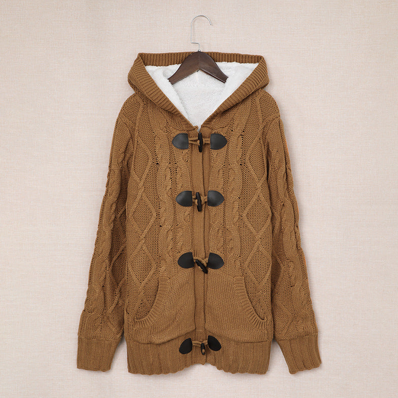 Damen Strickjacke Hochkragen Bequem Grün