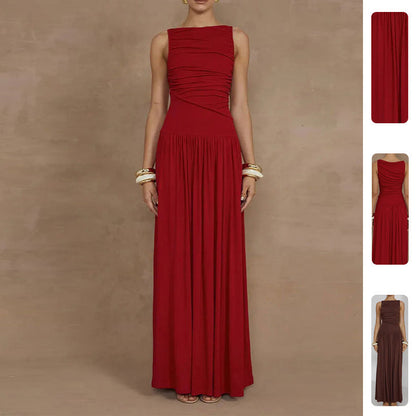 Damen Maxikleid Raffiniertes Raffung Design Eveloria - Eveloria