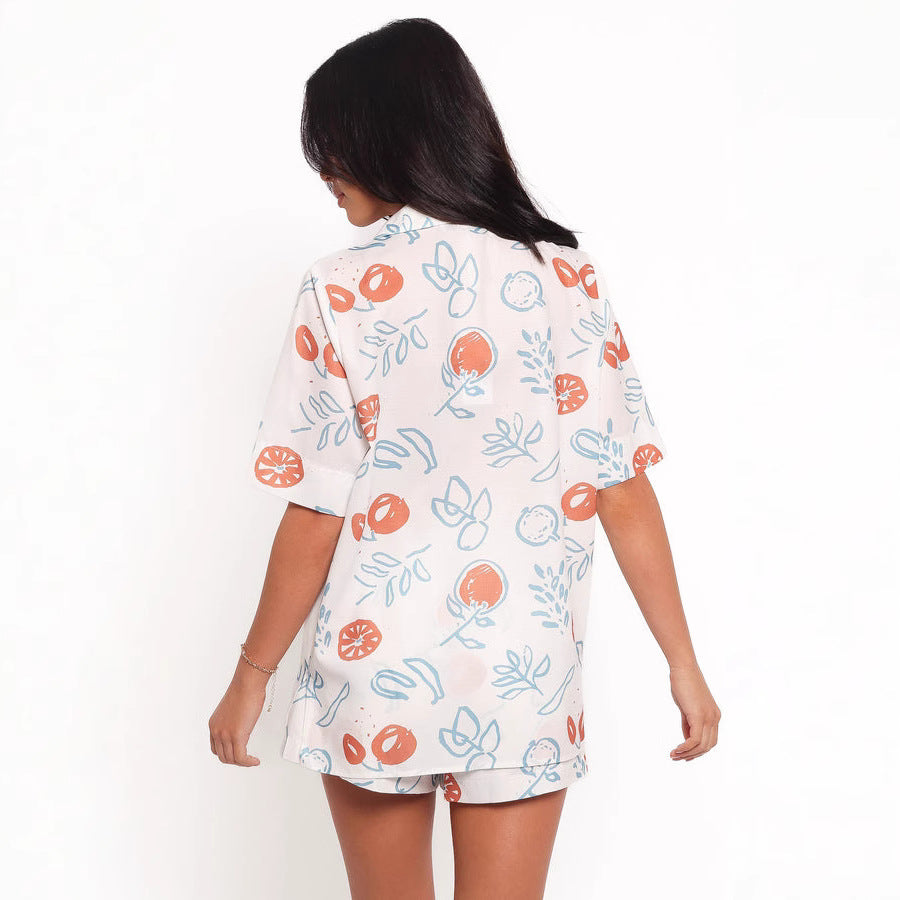 Damen Set Kurze Bluse Shorts Fruchtig Eveloria