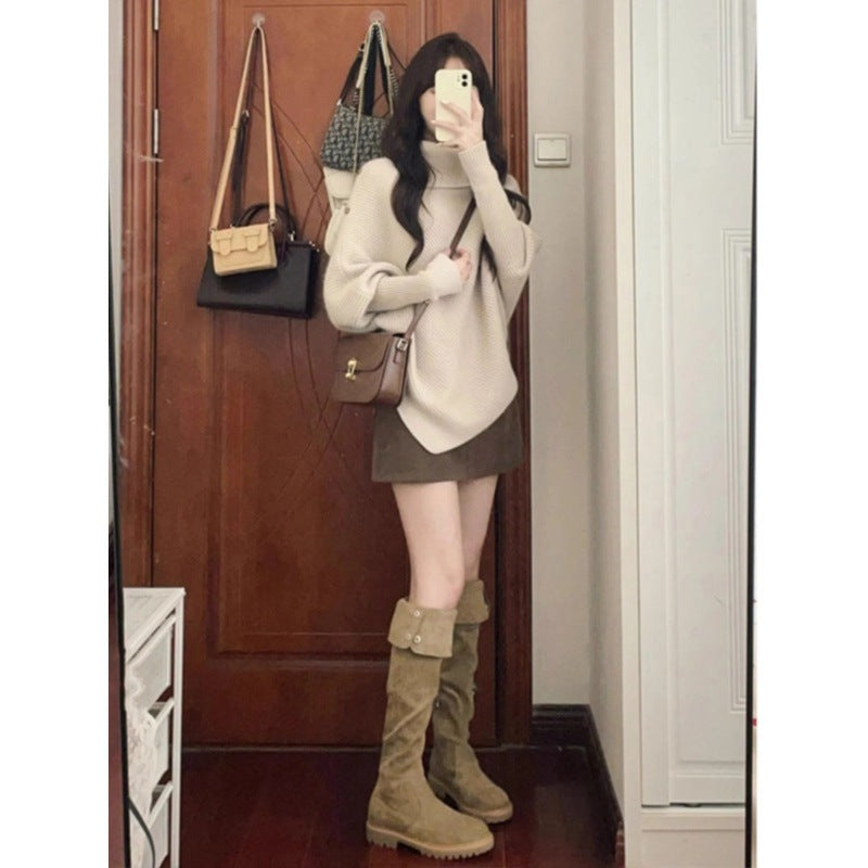 Damen Oversized Pullover Asymmetrischer Saum Eveloria