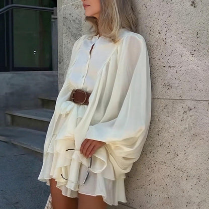 Damen Rüschenkleid mit Volumenärmeln Eveloria