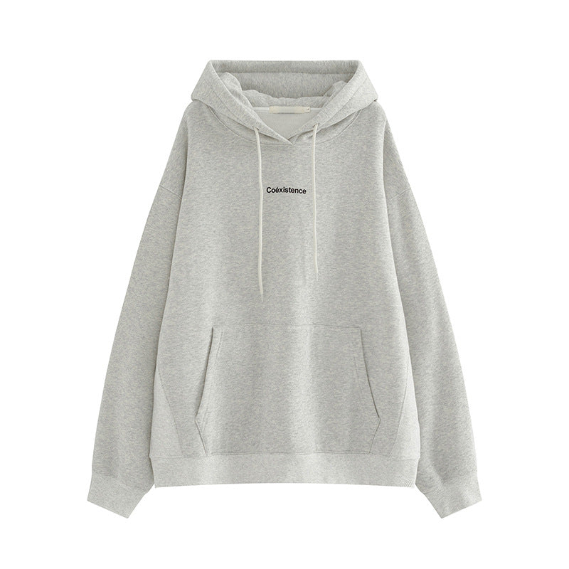 Damen Hoodie Lässiger Schnitt Kängurutasche Grau