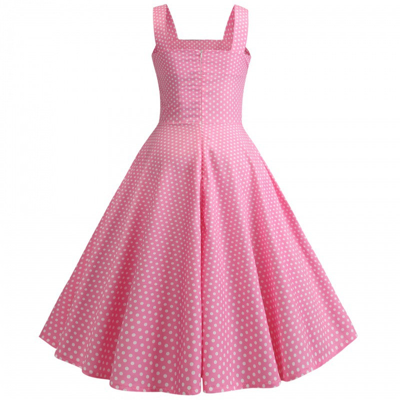 Damen Swingkleid Punkte Taillengürtel Eveloria