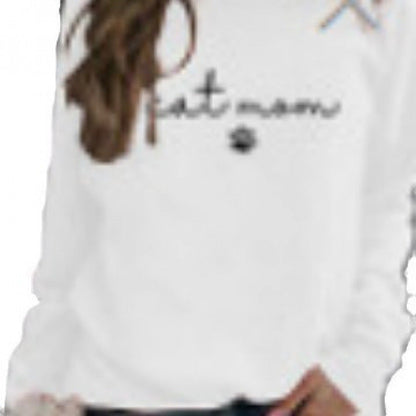 Damen Sweatshirt Katzenmama-Design Grau Eveloria
