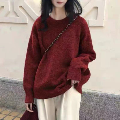 Damen Strickpullover Oversized Rippdetails Beige