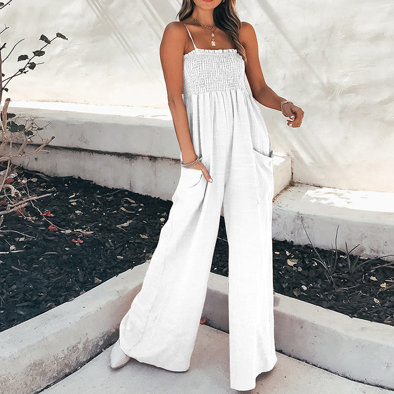 Damen Jumpsuit Weites Bein Elastisch Eveloria