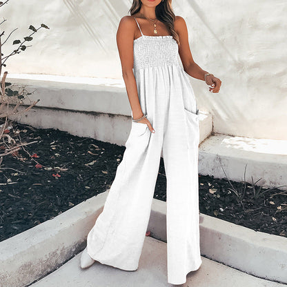 Damen Jumpsuit Weites Bein Elastisch Eveloria