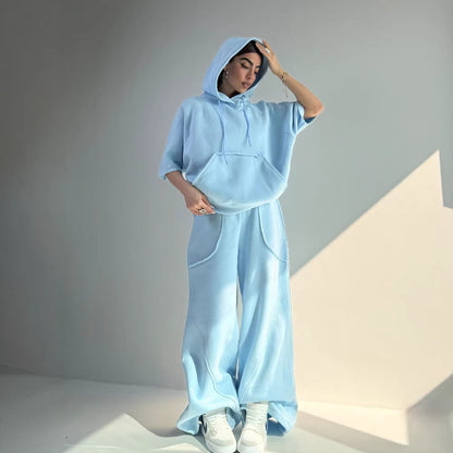 Damen Oversized Kapuzenpullover Kängurutasche Elastischer Saum - Eveloria
