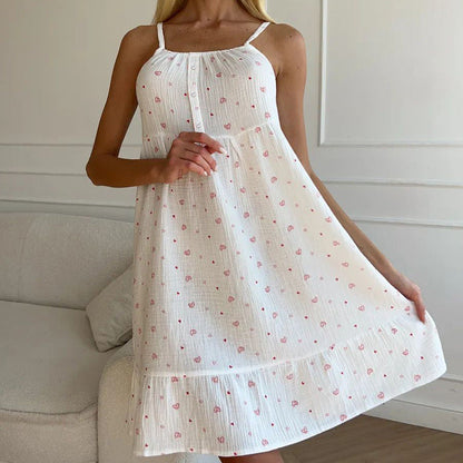 Damen Sommerkleid Rüschensaum Florales Muster Luftig