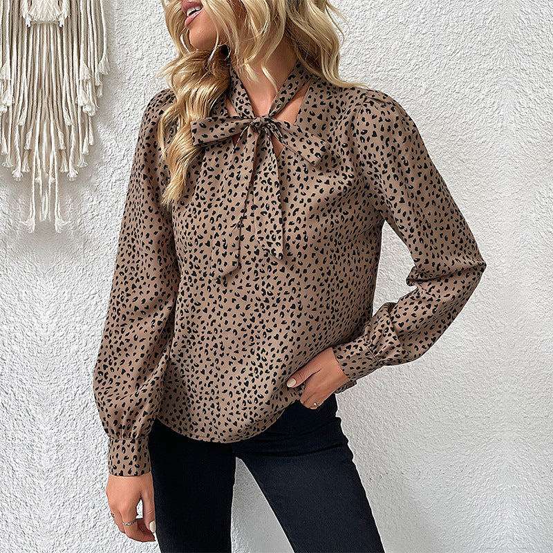 Damen Bluse Tiermuster Atmungsaktives Baumwollgewebe Verspieltes