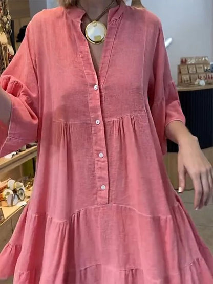 Damen Blusenkleid Voluminöse Rüschen Details Eveloria