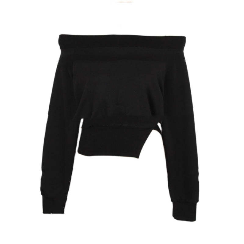 Damen Cropped Sweatshirt Asymmetrischer Saum Grau Eveloria