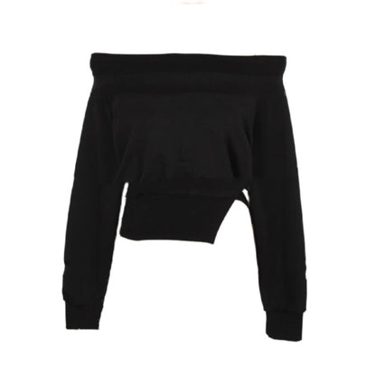 Damen Cropped Sweatshirt Asymmetrischer Saum Grau Eveloria