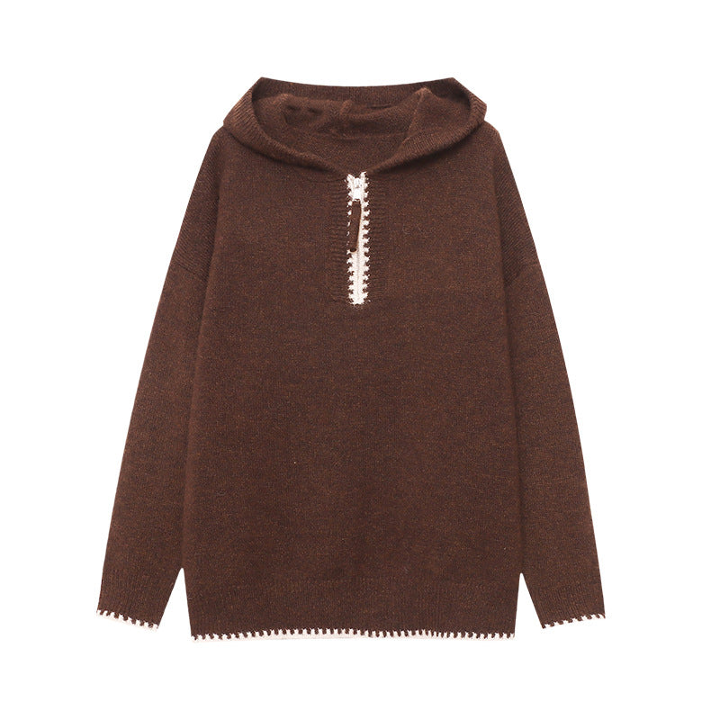 Damen Hoodie Kuschelig Halbreißverschluss Bequem Grau