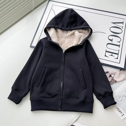 Damen Hoodie-Jacke Fleecefüllung Warm Kuschelig Grau Eveloria