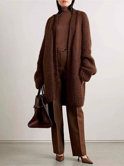 Damen Oversize Strickcardigan Weich Größe