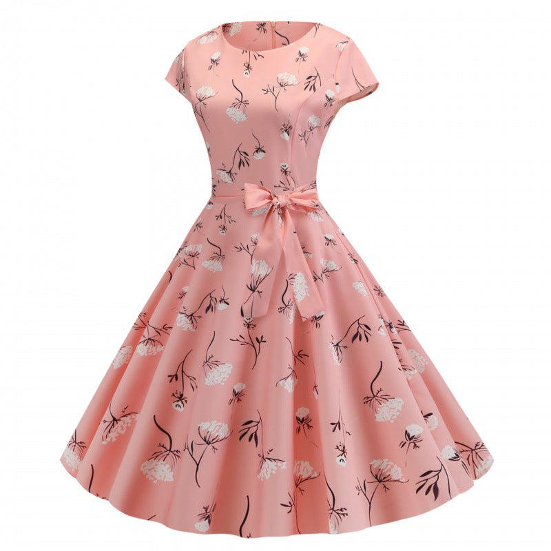 Damen A-Linien Kleid Floralmuster Tailliert